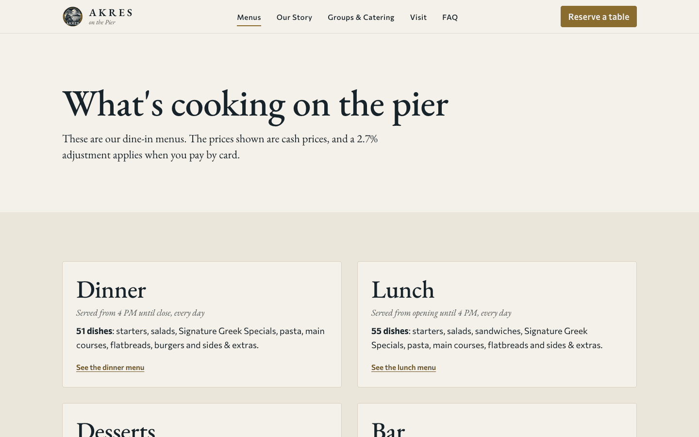 The Akres on the Pier website on a desktop screen.